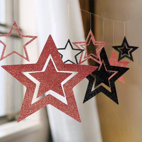Decor365 Glitter Black Rose Gold Star Garland Twinkle Little Star Party Decoration Hanging Decor Backdrop Banner