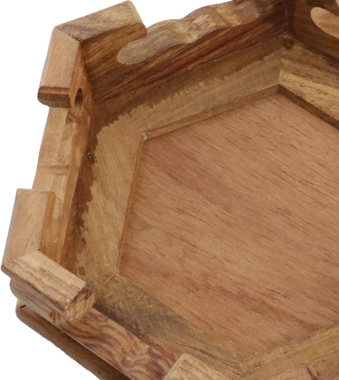 4.65" 1.38" Wooden Display Stand Base x Hexagonal Wood Carved Pedestal Oriental Style Home Decoration for Vase, Flower