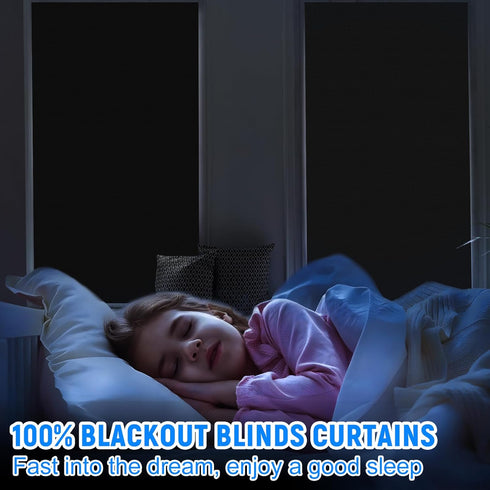 Blackout Curtains for Bedroom, Self Adhesive Indoor Blackout Blinds, UV Protection Roller Window Shades