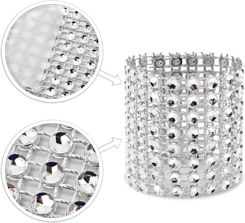 KPOSIYA Napkin Rings, Pack of 60 Rhinestone Diamond Adornment for Wedding Receptions, Dinner or Holiday Parties