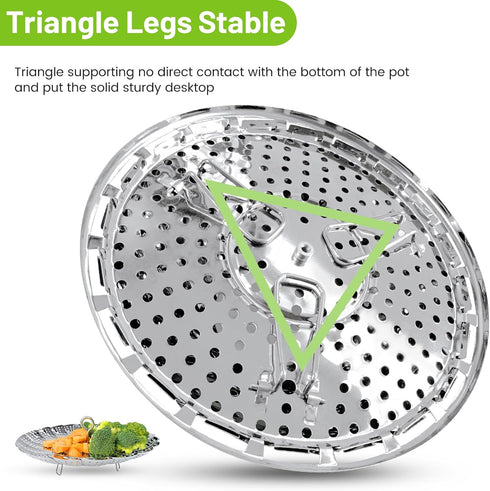 Vegetable Steamer Basket, Premium Stainless Steel - Folding Expandable Steamers Fits Various Size Pot (Extra Large 6.5"
