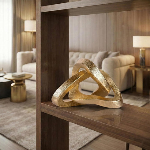 LCCCK Infinity Knot Sculpture Gold Knot Decor Object, Abstract Knick Knacks Coffee Table Modern Statue, Gold Sculpture
