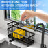 Generic 9.25 3.97 6.37 Inches, Kitchen Sink Caddy Organizer, Black Metal Storage Rack with Adjustable Dividers, x x
