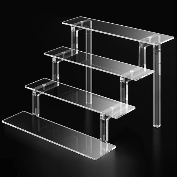 Acrylic Risers Display Stands, Clear, 4 Tier Shelf for Perfume, Funko POPs, Lotion Holder, Cupcake Stand