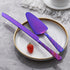 Purple Wedding Cake Knife and Server Set, Stainless Steel Cake Cutting Set for Wedding, Birthday, Party