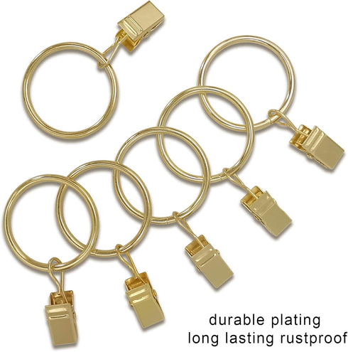 40 Pack Curtain Rings with Clips - Drapery Rings 1.26 in Interior Diameter, Fits 1 in Curtain Rod