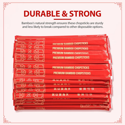 Soeos Disposable Chopsticks, Approx. 100 Sets, Individually Wrapped Wooden Chopsticks for Sushi & Asian Dishes