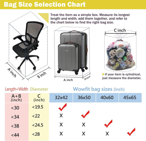 Wowfit 5 CT Extra Large Clear Plastic Bags, 40x60 inches for Car Seat, Luggage, Stroller, Attic Storage
