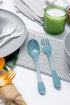 Knork Eco Plant Based Reusable Bamboo Flatware Set, 24 Pack (BLUE)