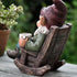 Wizard Gnome Drinking Coffee Garden Statue, 3D Polyresin Outdoor Sculpture, Garden Figurine Art Decoration