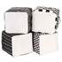 Sea Team Foldable Large Square Black and White Geometric Storage Bins, 100% Natural Linen & Cotton, Set of 4