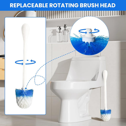 2 Pack Toilet Brush Refills for OXO Toilet Brush Only, Toilet Brush Replacement Head, Blue & White, Nylon & Plastic