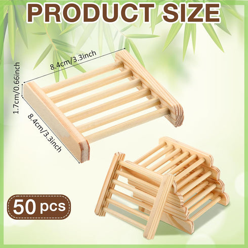 50 3.3 3.3 0.67 Inch Amyhill Pcs Bamboo Wood Soap Dish Bulk Bathroom Wooden Soap Holder Savers Self Draining Dishes
