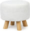 Homebeez Round Ottoman Stool Fabric Foot Rest, Faux Fur Small Footstool with