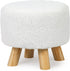 Homebeez Round Ottoman Stool Fabric Foot Rest, Faux Fur Small Footstool with