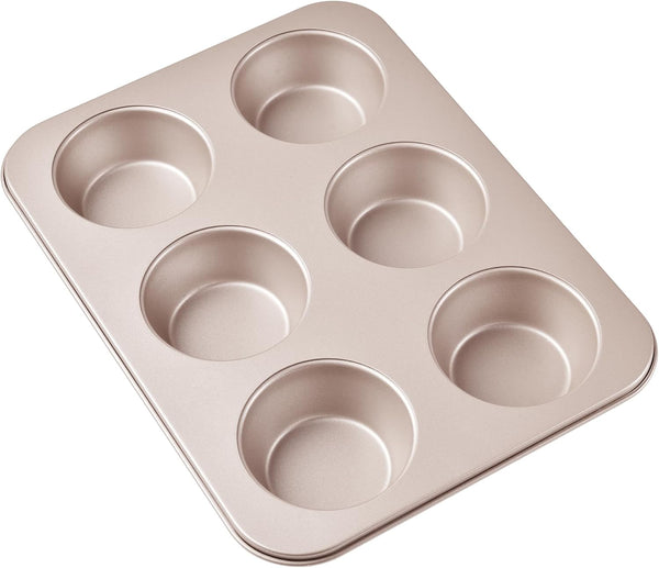 Muffin Cake Pan, 13-Inch Non-Stick 6-Cavity Cupcake Bakeware for Oven Baking
