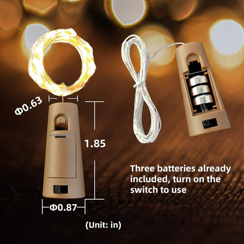 Etinga 18 Pack 20 6.6 (18 Pack, Wine Bottle Lights with Cork, LEDs, Ft, Fairy Mini String Lights for DIY Jar Halloween