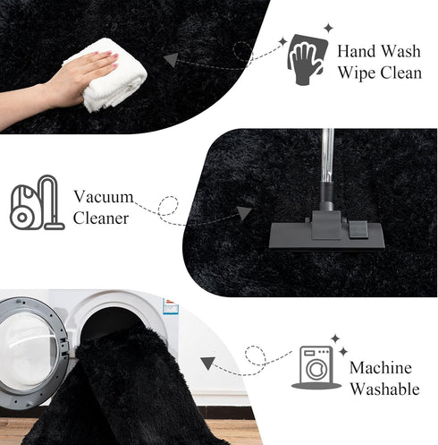 Lairep 5x7 Large Area Rugs for Living Room Bedroom, Feet Black Fluffy Shag Rugs, Ultra Soft Shaggy Plush Fuzzy Modern