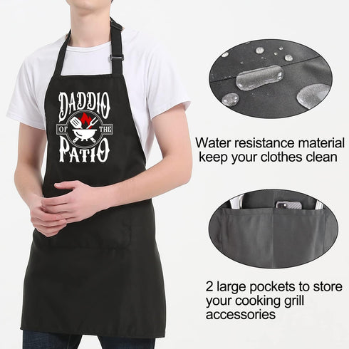 Grill Aprons for Menwith Pockets, Daddio of the Patio Apron Funny Gifts for Dad Birthday Fathers Day