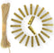 Mini Gold Clothespins - 50pcs Small Natural Wood Clothes Pins with Jute Twine for Photos Display, Gift Wrapping