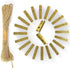 Mini Gold Clothespins - 50pcs Small Natural Wood Clothes Pins with Jute Twine for Photos Display, Gift Wrapping