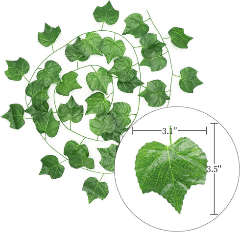 12 Strands 90 ft Artificial Fake Grape Vines - Hanging Plant Garland with 3 Strings Grapes for Decor