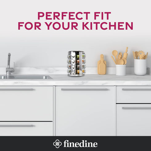 16 Pack FineDine: Stainless steel round spice rack