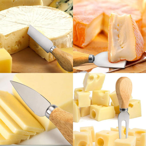 GLE2016 8 Set PCS Cheese Knives, with Wood Handle Stainless Steel Cheese Slicer Cheese Cutter,include:Mini Knife