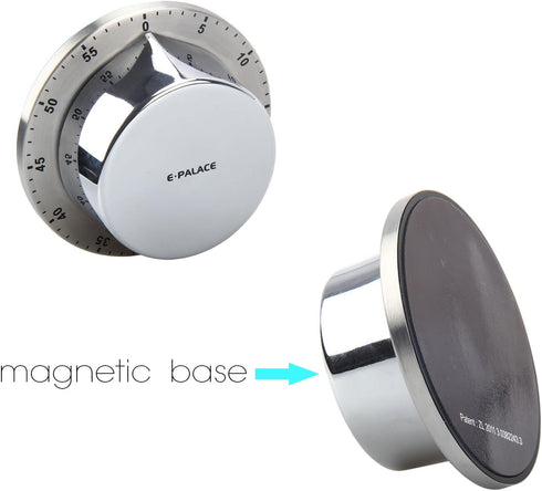 Kitchen Timer, 60 Minute Mechanical Stainless Steel Cooking Timer with Magnetic Loud Alarm (1 Pack)