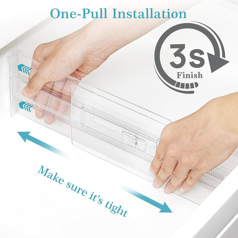 12 Pack 4" 10.2"-16.5" Vtopmart Drawer Dividers for Clothes, High Adjustable Expandable Dresser Drawer Organizer, Clear