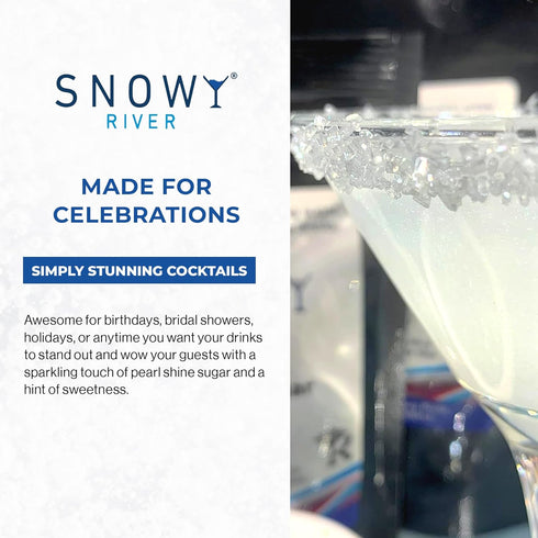 Snowy River Pearl Cocktail & Margarita Sugar Rimmer, Vibrant Color Glass Rimming Sugar, 8oz