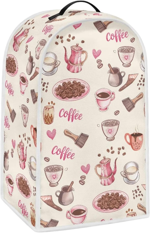 Coffee Pattern Dust Cover for Kitchen Appliances, Compatible with Stand Mixer, Coffee Maker, Juicer, Food Processor