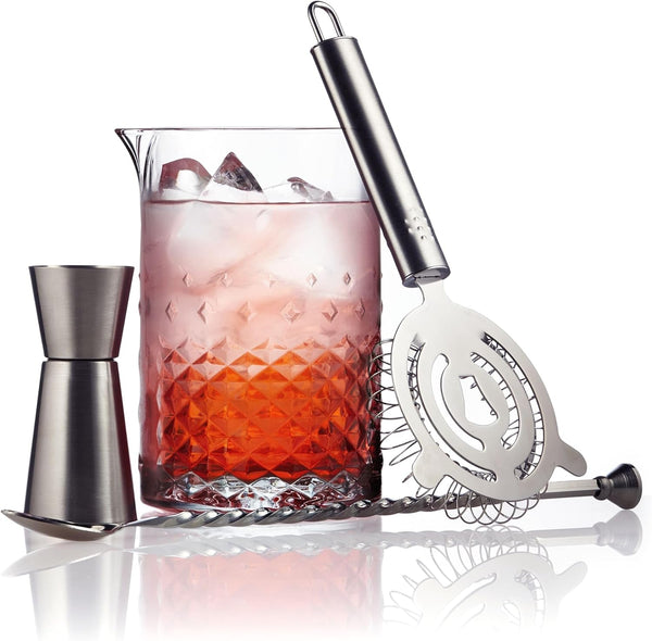 Libbey Carats Cocktail Barware Mixing Set, 25.5 oz Professional Mixing Glass with Bartender Accessories