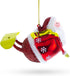 Santa Snowboarding Christmas Ornament, Blown Glass