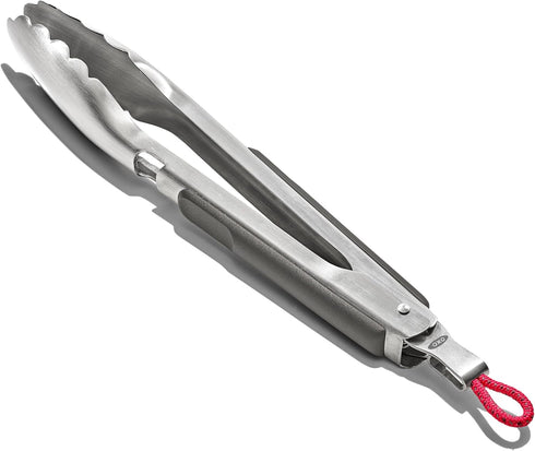 OXO 10.5in Stainless Steel Tongs with Bottle Opener for Outdoor Cooking
