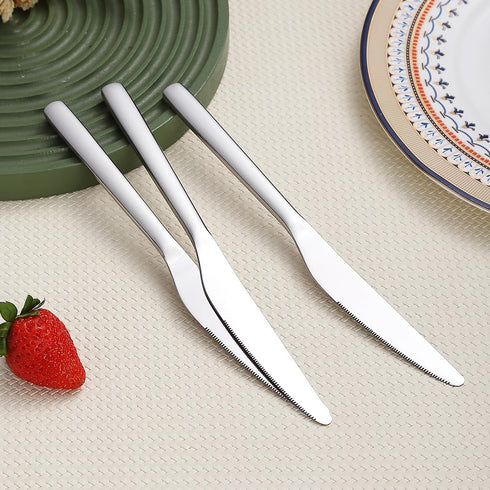 Dinner Knives Set of 12 Pieces, Stainless Steel Butter and Table Knives, Flatware Silverware Set, Dishwasher Safe