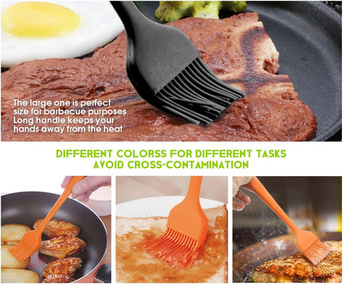 Silicone Basting Pastry Brush - Cooking Brush for Oil Sauce Butter Marinades, Food Grade, Dishwasher Safe
