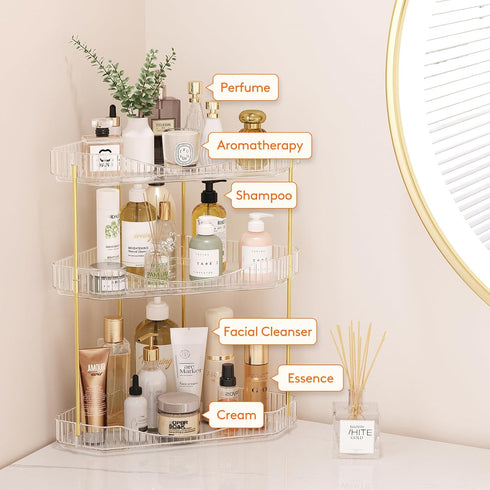 3-Tier Counter Countertop, 39 cm/15inch(H) Lifewit Corner Bathroom Organizer, Plastic Makeup Skincare Organizers