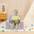 SLIGUY Toddler Couch & Chair - Convertible Sofa to Lounger, Pull Out Couch with Sherpa Cover in Dark Grey