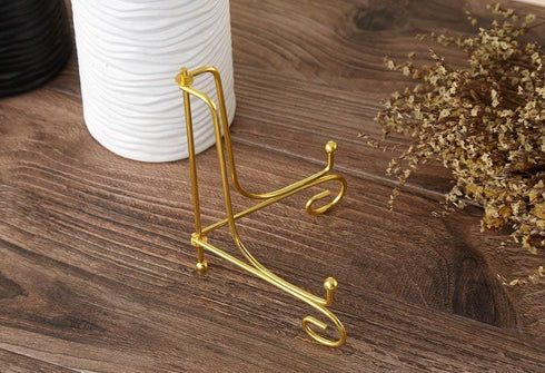 Artliving 2 Pack 4" Gold Iron Display Stand, Small Easel Plate Holder for Photos, Cards, Cookies, Decorative Plates