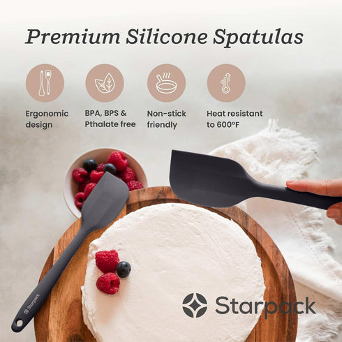 Starpack 'Scrape & Stir' Silicone Spatula Set - 2 Pcs Heat Resistant Spatulas, Food Grade Kitchen, Nonstick Baking