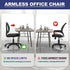 KIZECK Armless Office Desk Chair No Arms with Back Support Rolling Wheels for Home Study Work