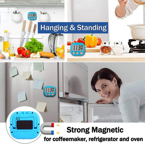 2 Pack Kitchen Timers Loud Ring Digital Timers for Cooking Magnetic Blue by AOUCE