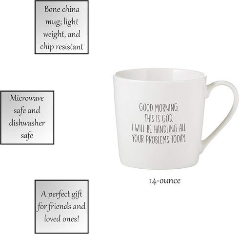 Creative Brands Faithworks Inspirational White Bone China Café Mug, 14-Ounce, Good Morning This is God