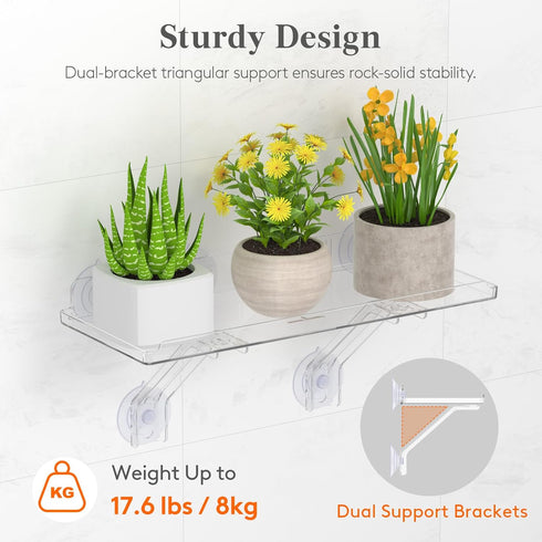 6" 2 Pack, 38 15 cm/15.2x6 Lifewit Extra Wide & Strong Window Plant Floating Shelves Heavy Duty Acrylic Suction Cup