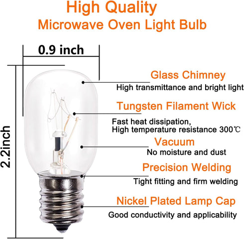 8206232A Microwave Oven Light Bulb - 40W 125V E17 Base, Compatible with Whirlpool, Maytag, GE, Kenmore, 6 Packs