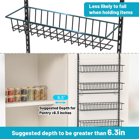 ElegantArray 8-Tier Pantry Door Oragnizer, Over The Door Pantry Organizer Rack and Storage, Hanging Spice Rack Shelves