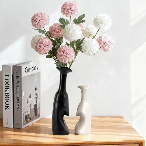 KAVRIL Set 2 Heart Shaped Small Ceramic Vases of Home Decor Boho Vase Modern Matte Flower Vase Minimalist Decorative