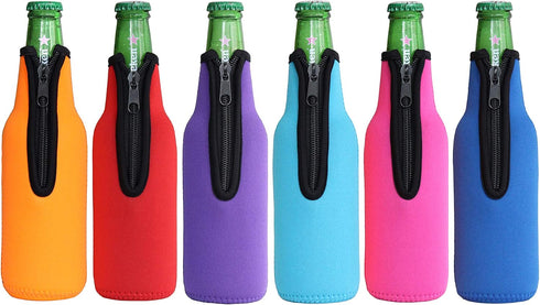 FRRIOTN 6 Pack Beer Bottle sleeves - Neoprene Insulated Holder for 12oz Bottle