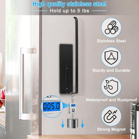 Black Paper Towel Holder, Magnetic Paper Towel Holder for Fridge, Toilet Paper Roll Holder Magnet Towel Rack Wall Mount
